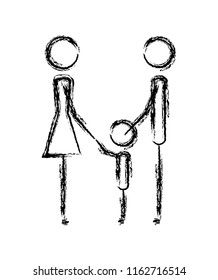 parents couple with son figures