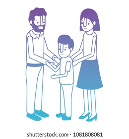 parents couple with son isometric characters