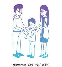 parents couple with son isometric characters