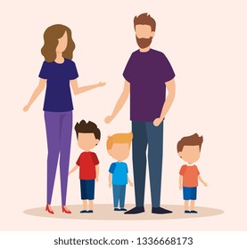 parents couple with sons characters