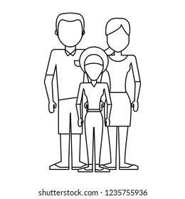 Parents with daughter in black and white