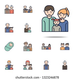 parents with daughter cartoon icon. Family icons universal set for web and mobile