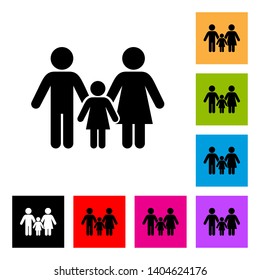 Parents with Daughter Icon in Color and Black Version