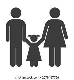 Parents and a daughter icon. Family vector illustration isolated on white background.