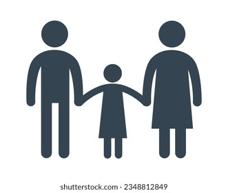 Parents With Daughter Icon Vector Illustration