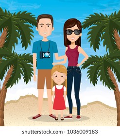 parents with daughter on the beach