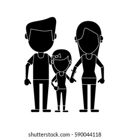 parents with daugther family pictogram