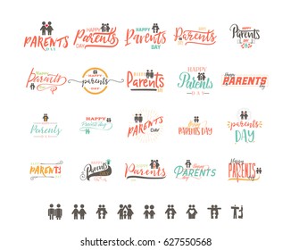 Parents Day badge design . Sticker, stamp, logo - handmade. With the use of typography elements, calligraphy and lettering