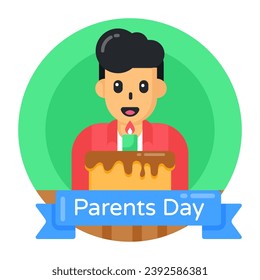 Parents day banner flat rounded icon is easy to use and download 