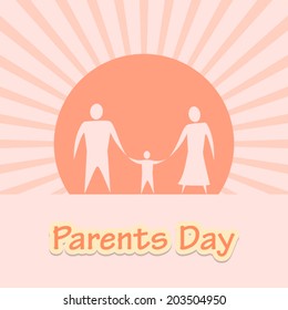 Parents Day and family in sun shine ray background (vector)