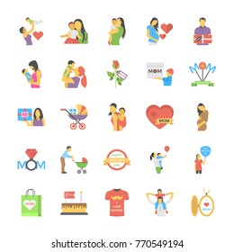 Parents Day Flat Icons Set 
