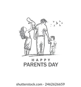 Parents Day. Happy Parents Day Vector Illustration. Parents Day Concept. Line drawing