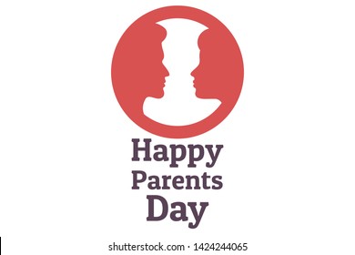 Parents Day - Holiday that celebrated on the Fourth Sunday in July in USA. Festive background with male and female silhouettes in circle for banner, card, poster, template. Greeting inscription