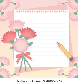 Parents' day (Mother's Day and Father's Day) and teachers day Carnation decorative illustration vector.