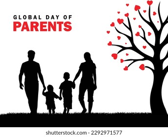 Parents day, vector illustration, flyer, banner, social media post, poster, typography, icons, colors, research, math, backdrop, Template for background