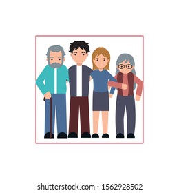 parents and grandparents member family flat image vector illustration
