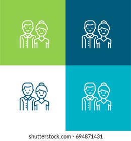 Parents green and blue material color minimal icon or logo design