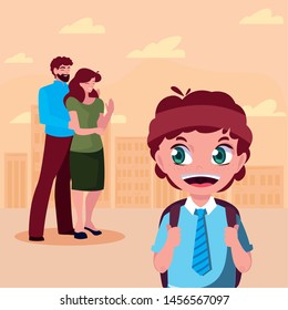 parents with her student son back to school
