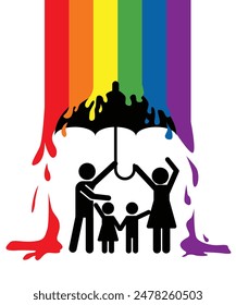 Parents Hold Umbrella Protect their Children from LGBTq influence, Family protect Kids, anti lgbtq sign, say NO to lgbt symbol