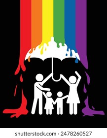 Parents Hold Umbrella to Protect their Children from LGBTq influence, Family protect Kids, anti lgbtq sign, say NO to lgbt symbol