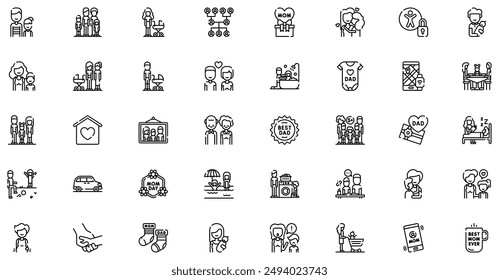 La colección Parents Icons es una Ilustración vectorial con trazo editable, que ofrece versatilidad y personalización. Perfecto para diversas necesidades de diseño, incluye gráficos de alta calidad.