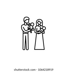 parents and infants icon. Element of family for mobile concept and web apps. Thin line  icon for website design and development, app development. Premium icon on white background