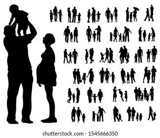 Parents with little child on white background