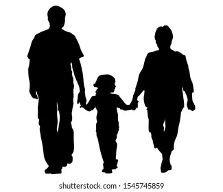 Parents with little child on white background