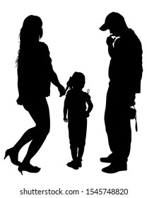 Parents with little child on white background