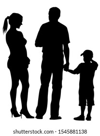 Parents with little child on white background