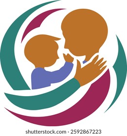 parents love logo with a child vectro illustrstion
