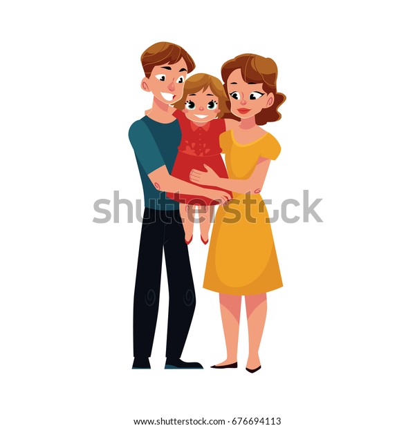 Download Parents Mom Dad Holding Little Daughter Stock Vector ...