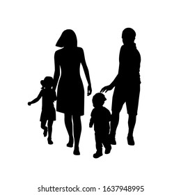 Free Free 240 Silhouette Dad Walking With Son And Daughter Svg SVG PNG EPS DXF File