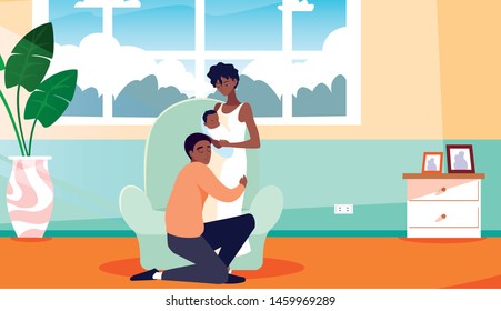 parents with newborn inside home