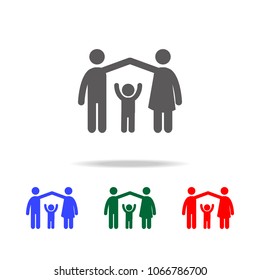 parents protect the child icon. Elements of family multi colored icons. Premium quality graphic design icon on white background