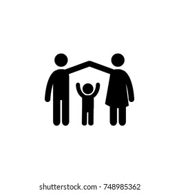 parents protect the child icon. Simple black family icon. Can be used as web element, family design icon on white background