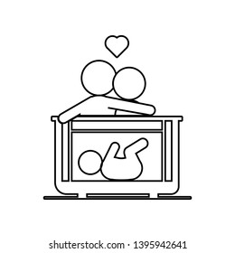 Parents put to sleep the baby icon. Element of family for mobile concept and web apps icon. Outline, thin line icon for website design and development, app development