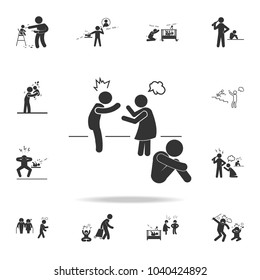 parents quarrel with a child icon. Detailed set of illustration bad family icons. Premium quality graphic design. One of the collection icons for websites, web design on white background