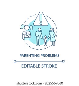 Parents Quarreling Concept Icon. Emotional Distruction. Family Conflict Abstract Idea Thin Line Illustration. Suffering Child. Vector Isolated Outline Color Drawing. Editable Stroke