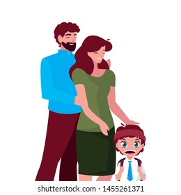 parents with school boy vector illustration
