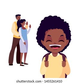 parents with school boy vector illustration