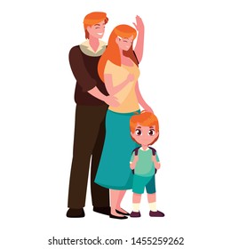 parents with school boy vector ilustration