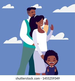 parents with school boy vector ilustration