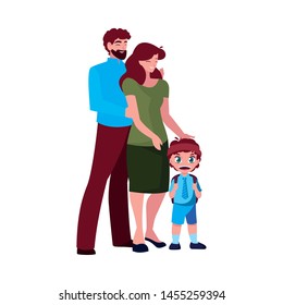 parents with school boy vector ilustration