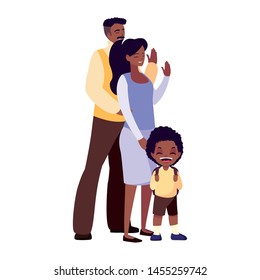 parents with school boy vector ilustration