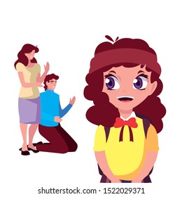 parents with school girl student vector illustration