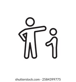 Parents scolding child icon black and white vector outline sign