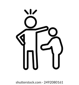 Parents scolding child icon linear logo mark in black and white