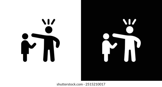 Parents scolding child icon logo set vector