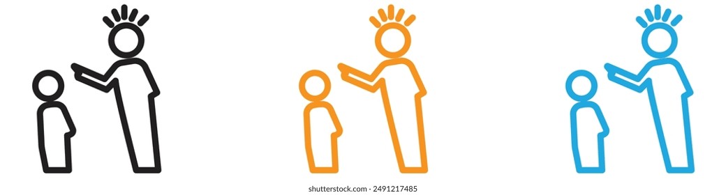 Parents scolding child vector logo set collection for web app ui